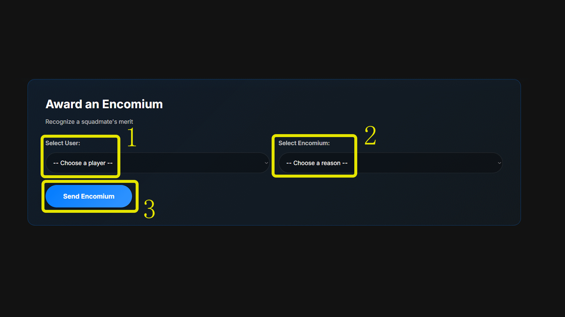 Give encomium screenshot