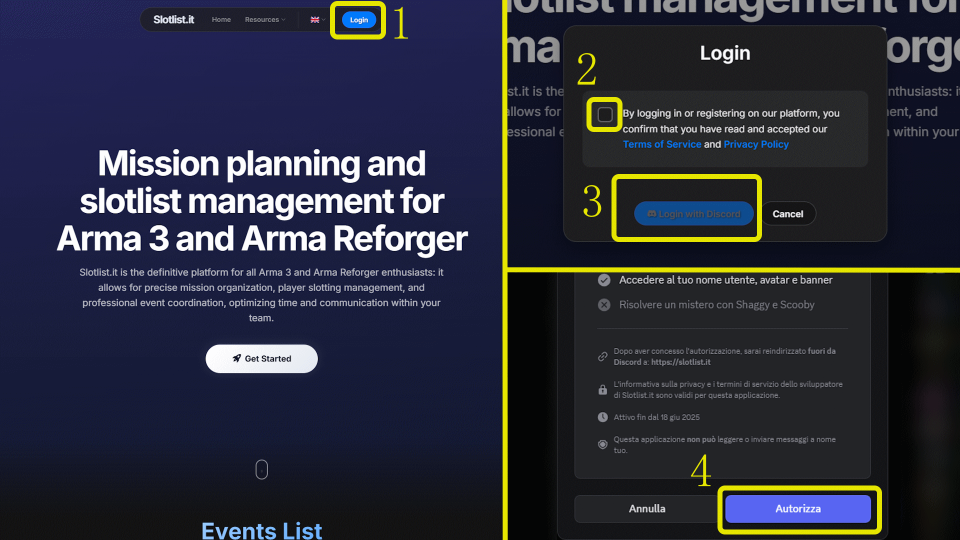 Login button screenshot