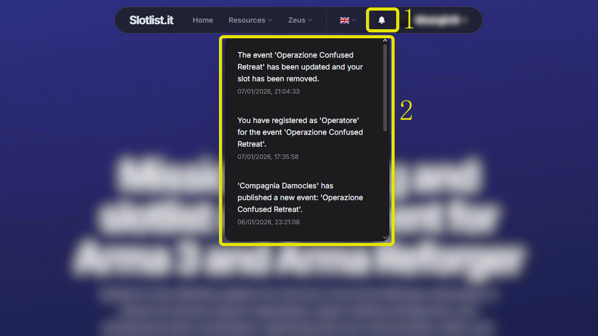 Notifications panel screenshot