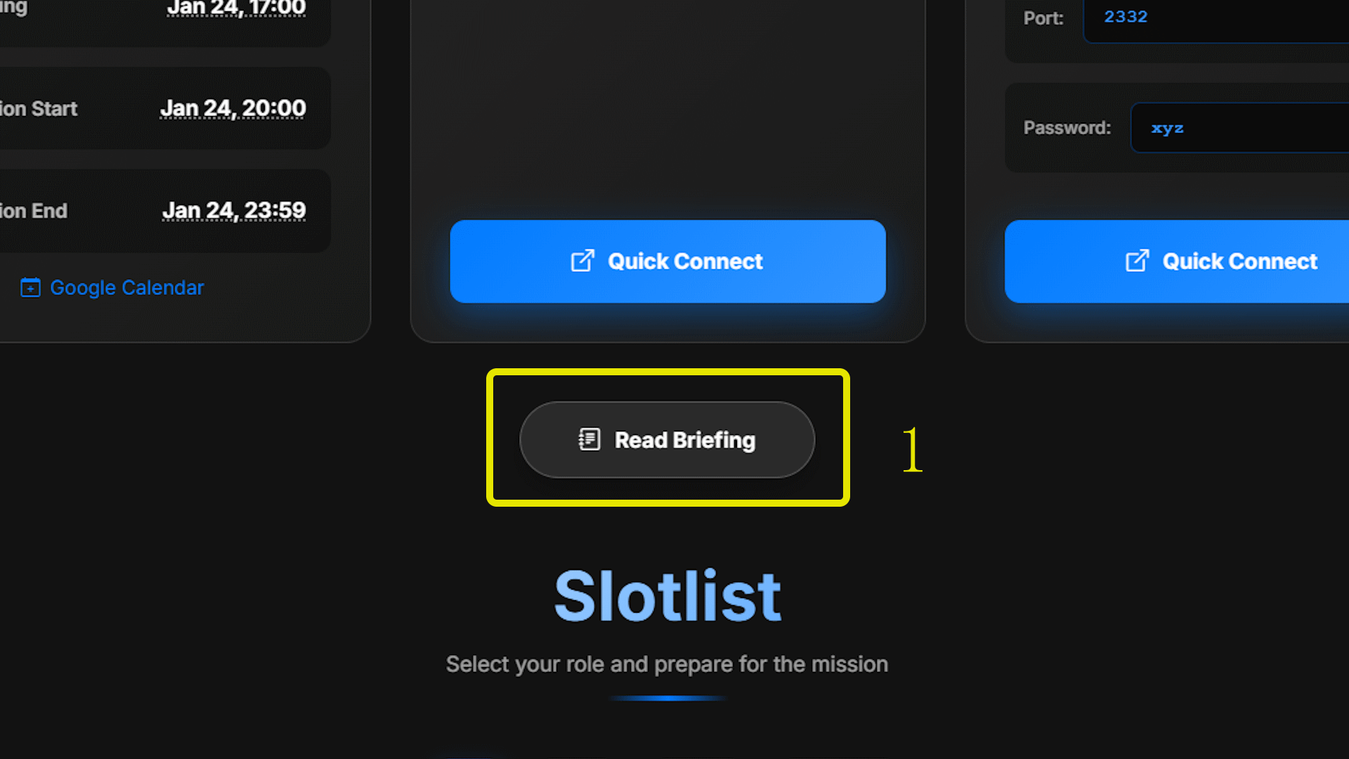 Read briefing screenshot